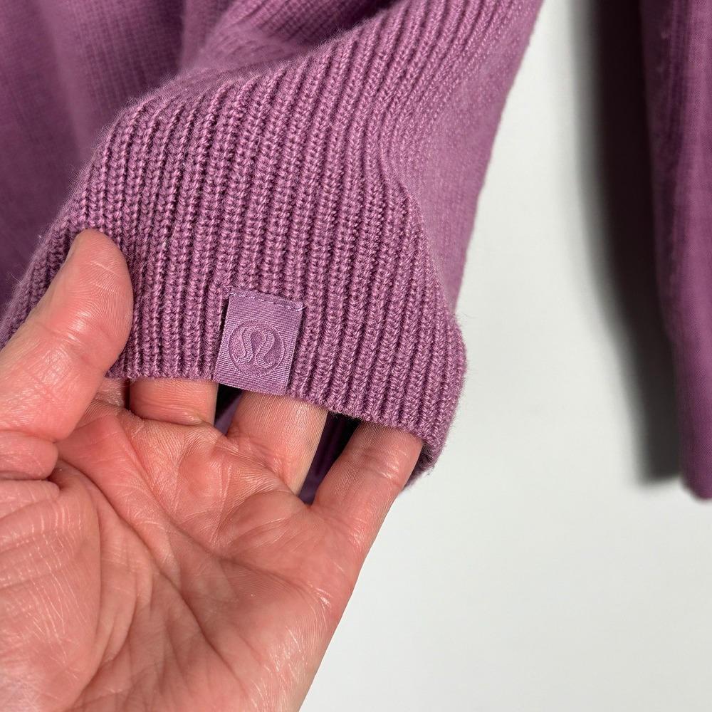 Lululemon Merino Wool Blend Ribbed Crewneck Sweater Dusty Purple Womens Medium 8 - Picture 5 of 12